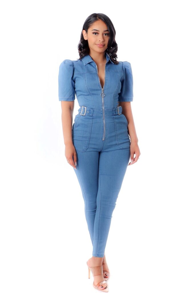 Blue jump suit